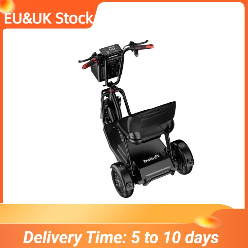 Three Wheels Electric Scooter With Seat Foldable Mobility Scooter Small 500W Electric Tricycle Travel With Pull Rod
