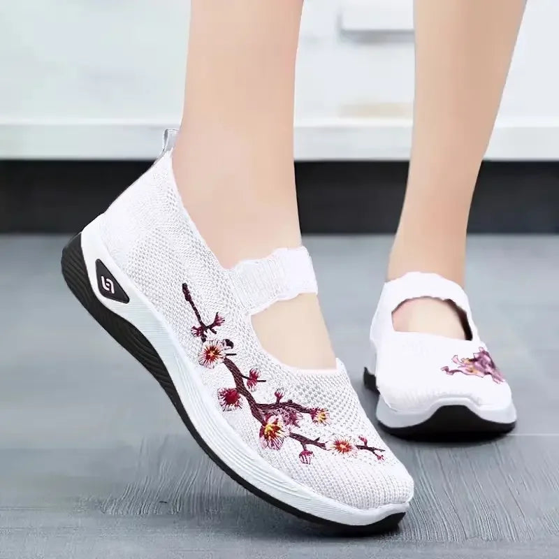 Women's Shoes 2025 Summer Casual Sneakers Breathable Embroidered Chunky Sole Affordable Free Shipping