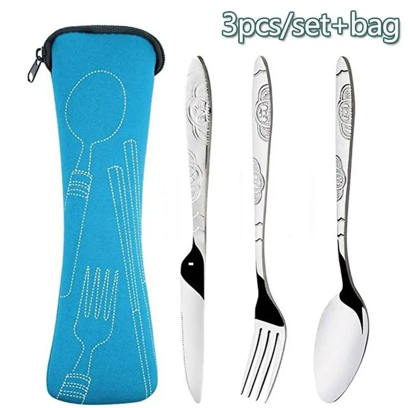 Picnic Set Tableware Washable With Zipper Travel Cutlery Kit Case Portable Pouch For Dinner Household Tool Travel Camping Spoon
