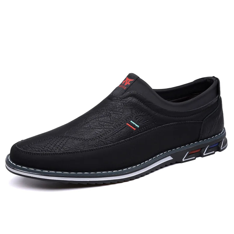 New Men's Fashion Casual Leather Shoes Slip-On Buckle Shoes Business Loafers for Men Breathable Round Toe Moccasin Large Size 53